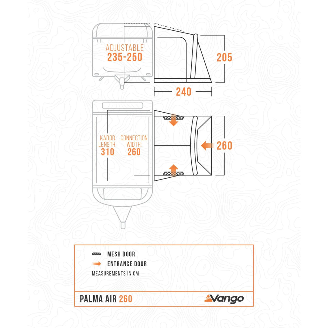 Vango Palma Air 260 Caravan Awning Floorplan