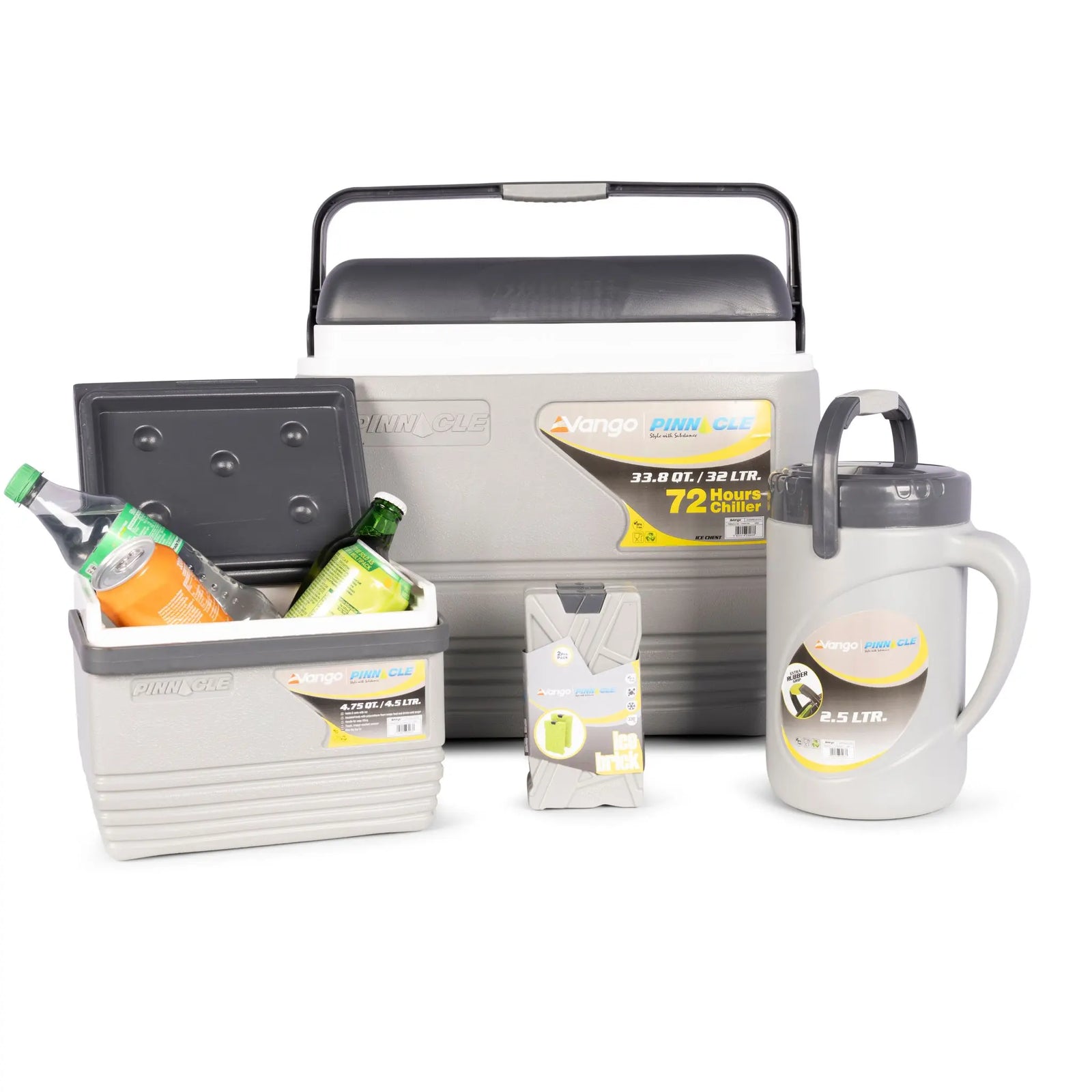 Vango Pinnacle 32L-72Hr 5 Piece Cool Box Set - Grey