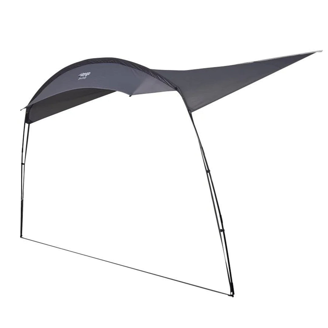 Vango Poled Sun Canopy 3M, a lightweight and durable sunshade for caravans, motorhomes, and campervans, featuring a sleek grey design.