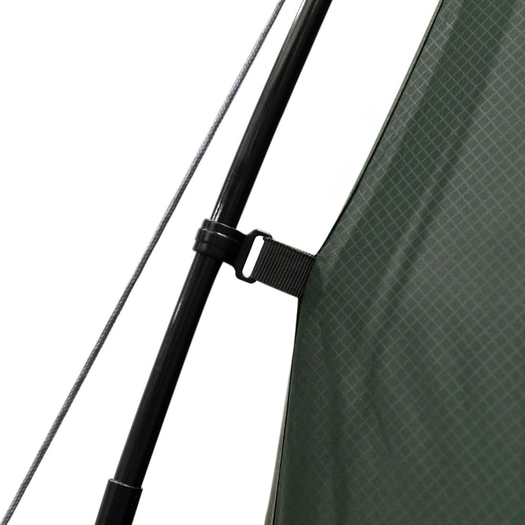 Close-up of the PowerFlex® fibreglass poles used in the Vango Excel Collection of poled tents, showing their durable and lightweight construction.