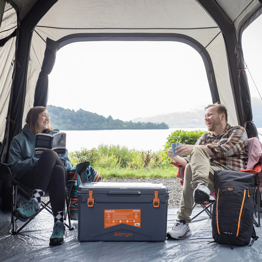 Vango Quadris Air Low Drive Away Awning intenral view with doors open.