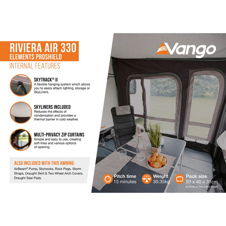 Vango Riviera Air 330 Elements ProShield Caravan Awning Internal features