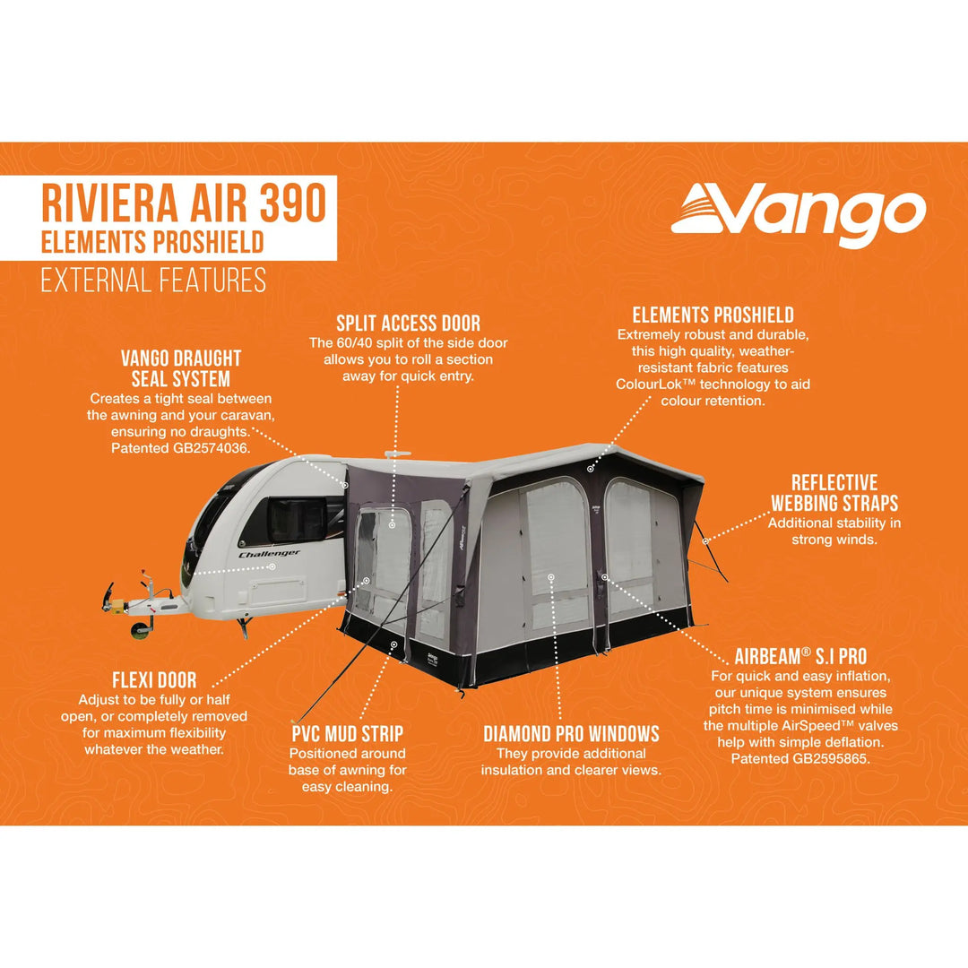 Vango Riviera Air 390 Elements ProShield Caravan Awning External features.