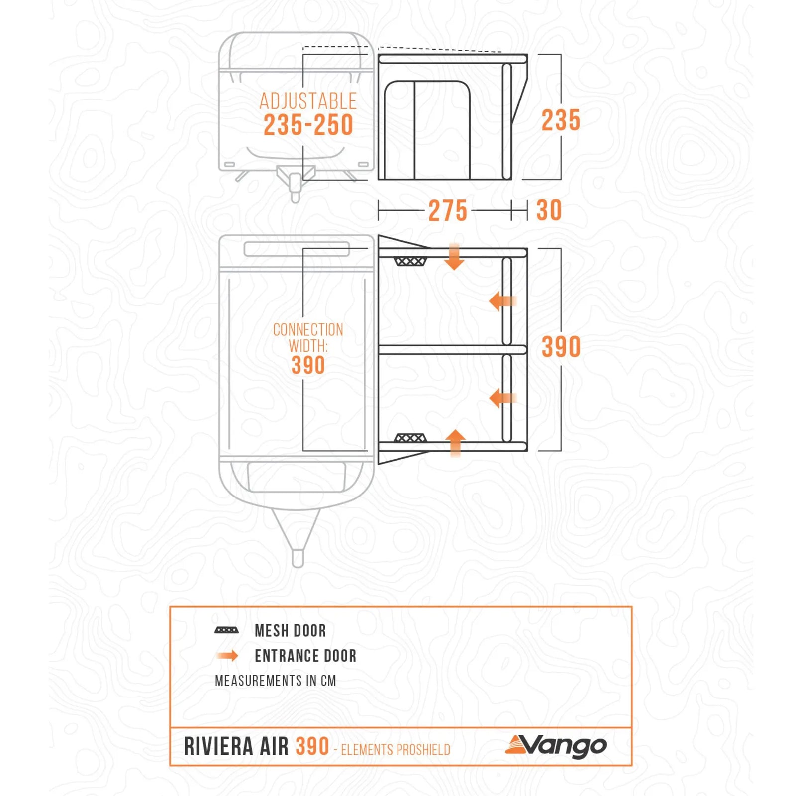 Vango Riviera Air 390 Elements ProShield Caravan Awning Floorplan