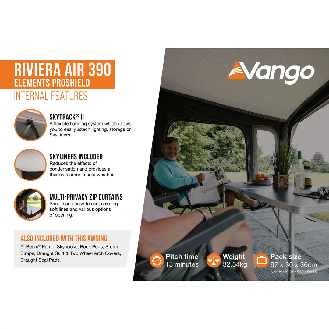 Vango Riviera Air 390 Elements ProShield Caravan Awning internal features