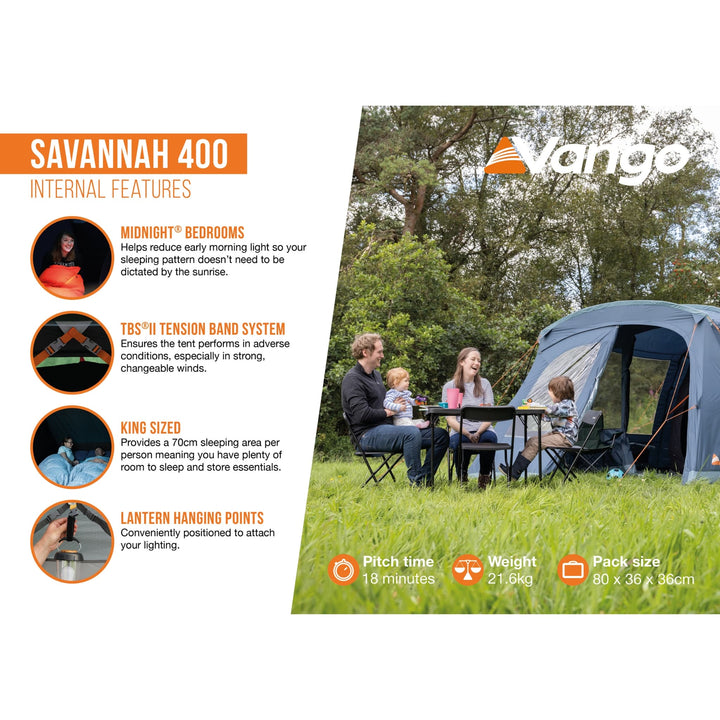 Vango Savannah 400 Poled Tent Internal features