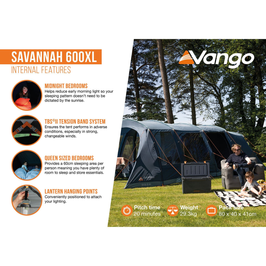 Vango Savannah 600XL Poled Tent Internal features