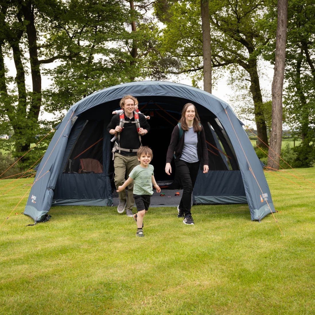 Vango AirBeam Savannah Air 600XL Tent Front View Lifestyle