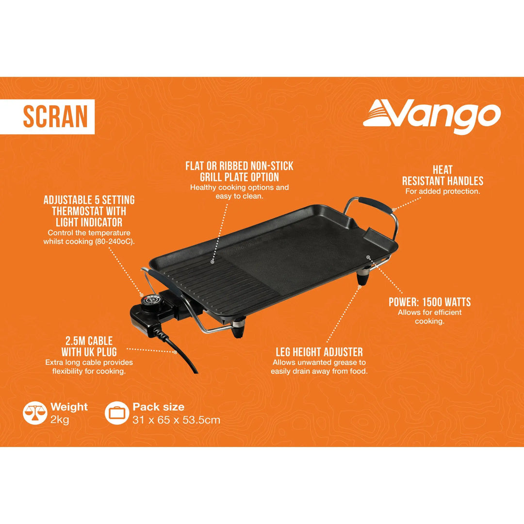 Vango Scran Electric Griddle features infographic