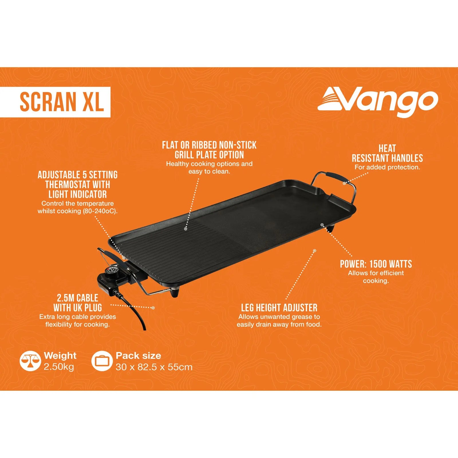 Vango Scran XL Griddle features infographic