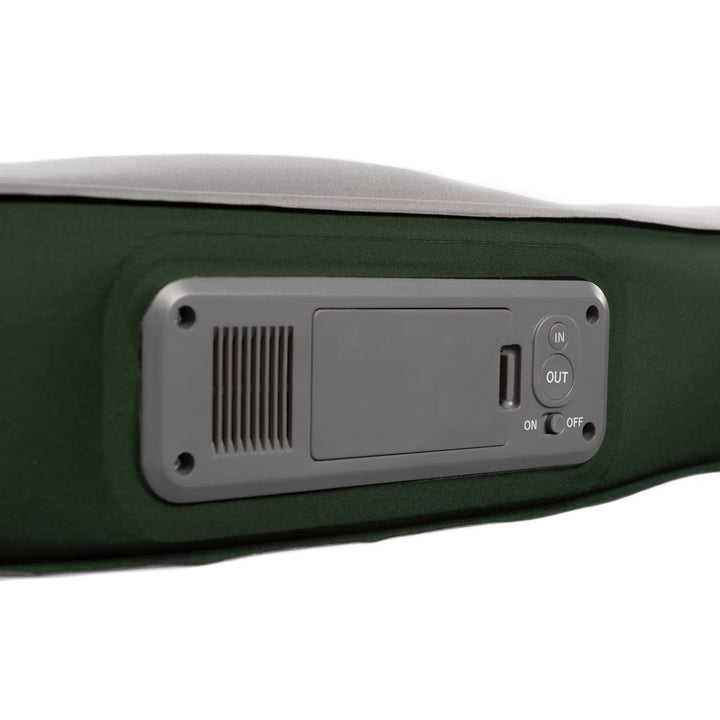 Close up of the rechargeable battery on the Vango Shangri-La Lux 16cm Grande Camping Mattress