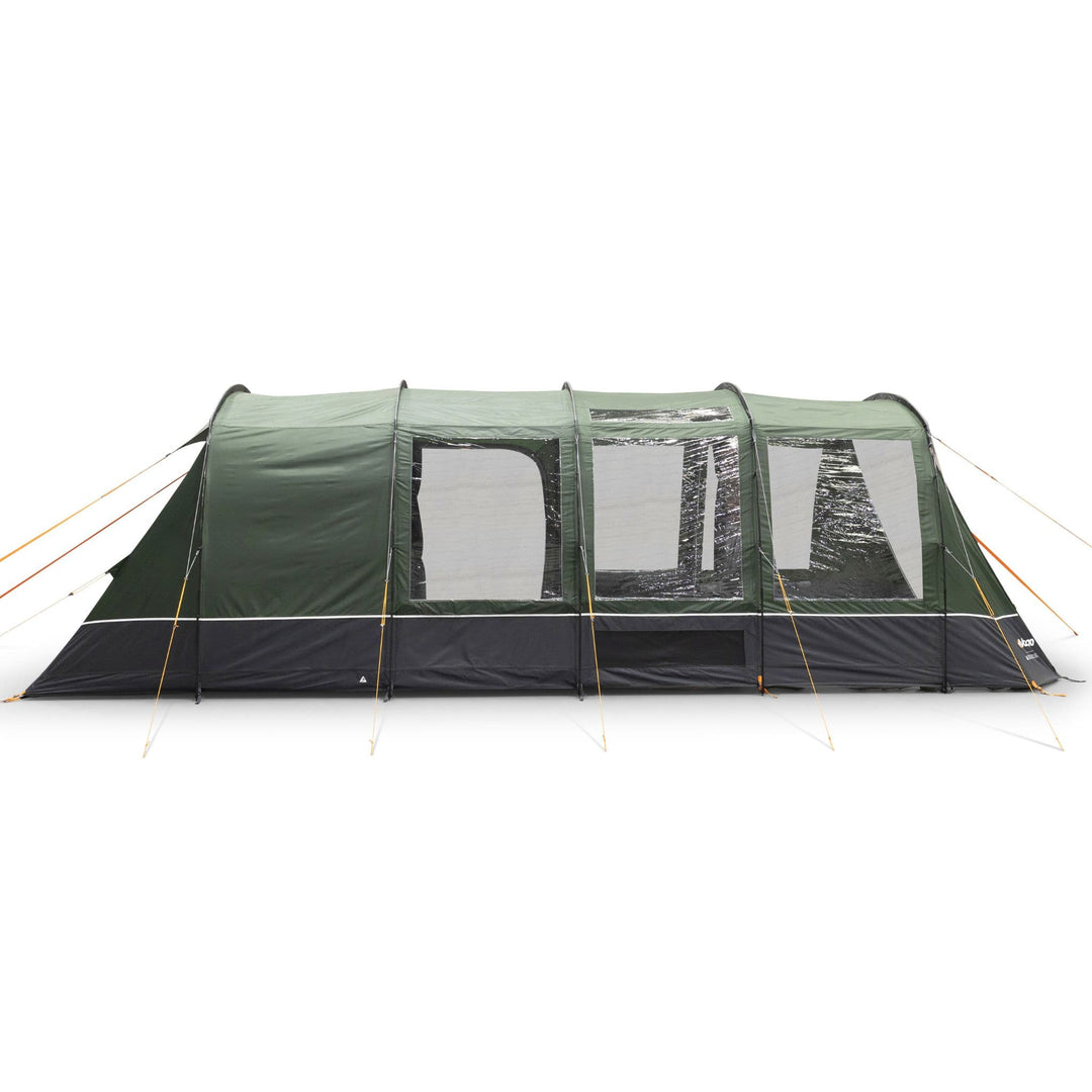 Side view of the Vango Sherwood 400XL poled tent with an open side entrance, offering easy access for four campers.