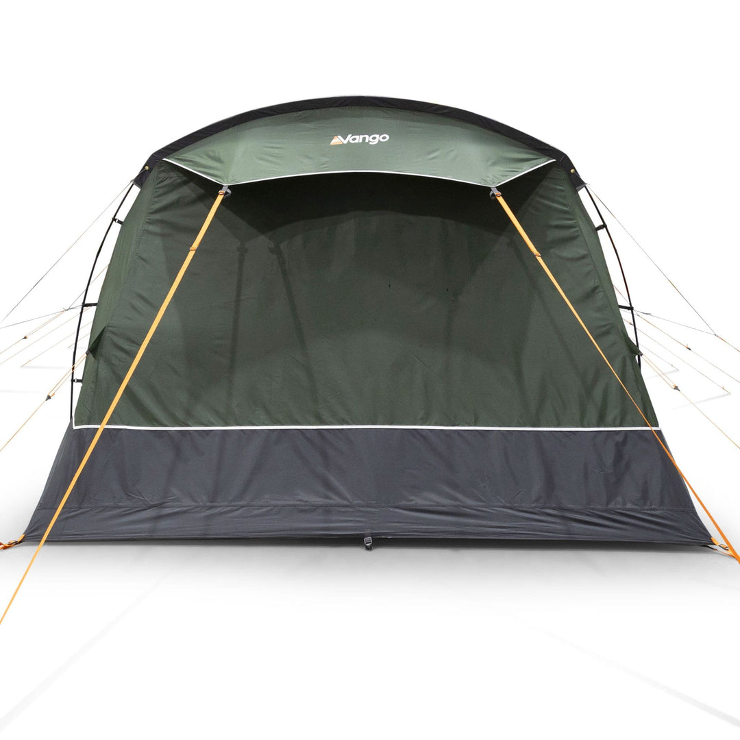 Rear view of the Vango Sherwood 400XL poled tent with all panels securely closed, designed for weather protection and four-person camping.