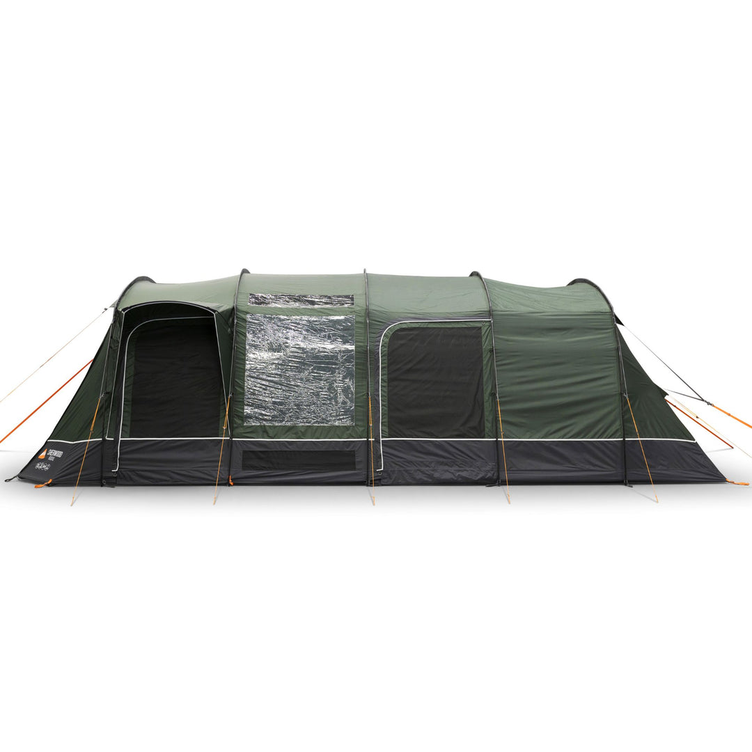 Full side profile of the Vango Sherwood 600XL Poled Tent highlighting its durable fabric and PowerFlex poles, perfect for family camping as a 6-man tent.