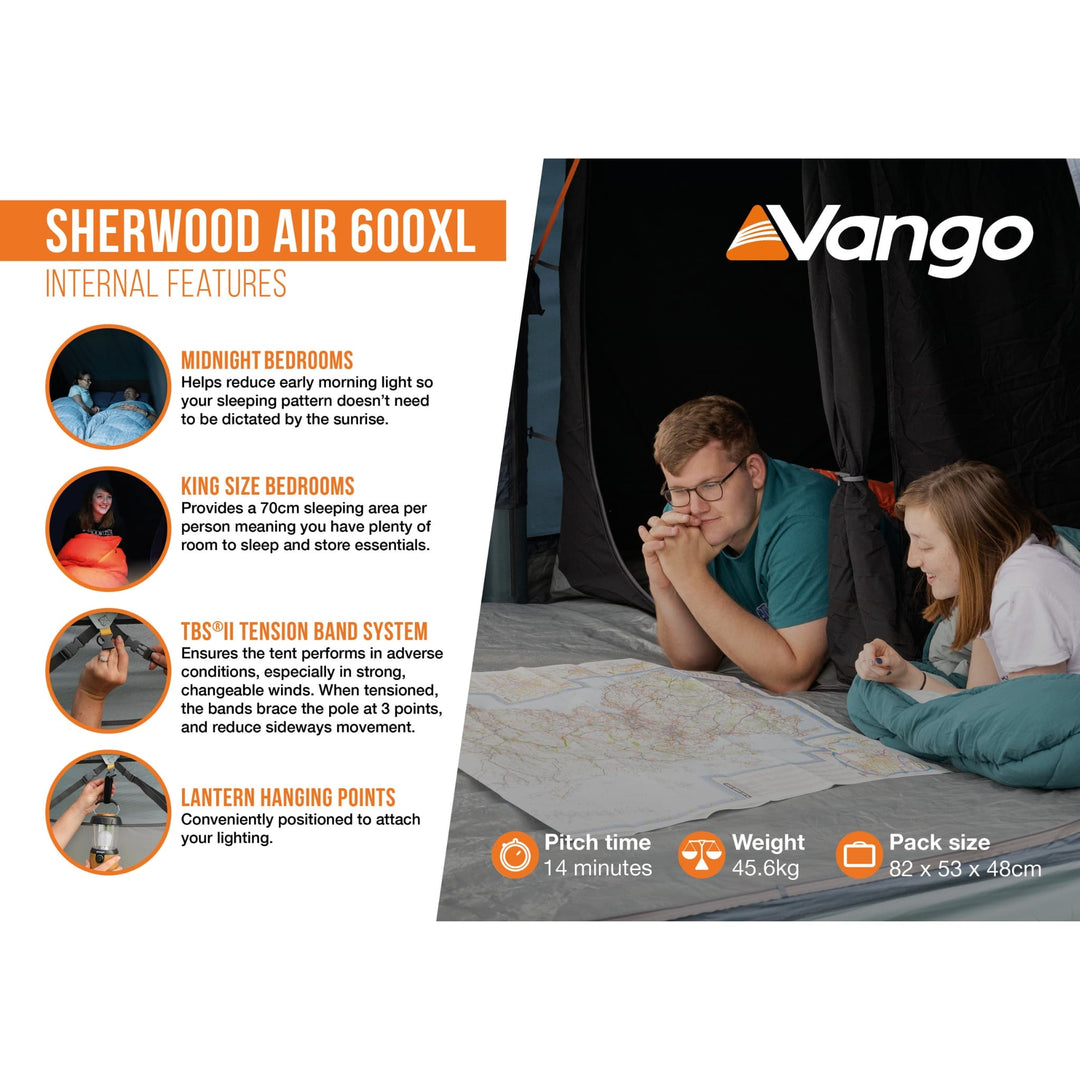 Vango AirBeam Sherwood Air 600XL Tent External features