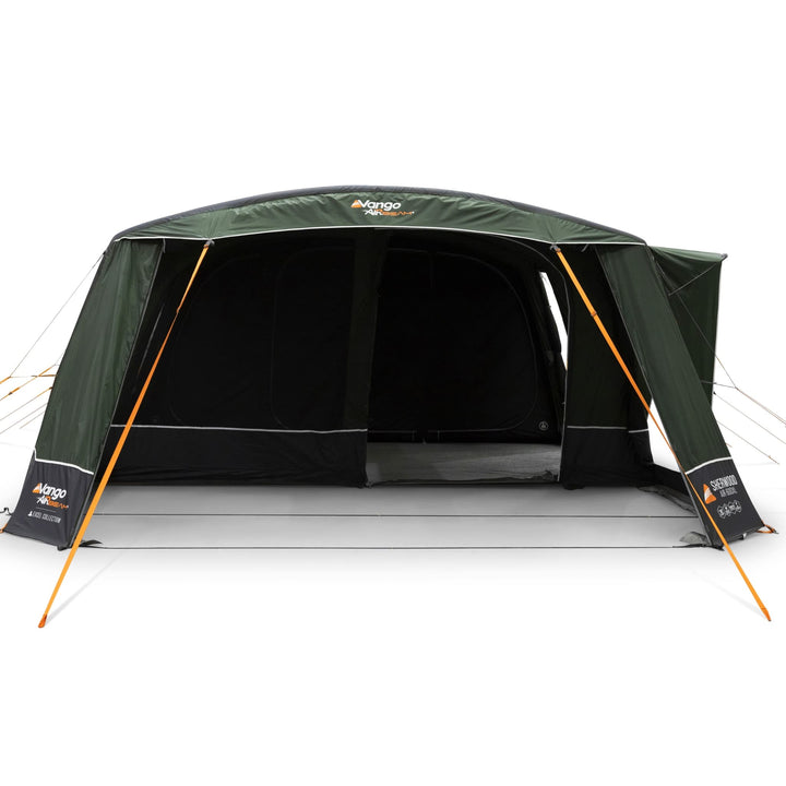 Vango Sherwood Air 600XL air tent with the middle door open, offering a clear view of the interior layout and ventilation options