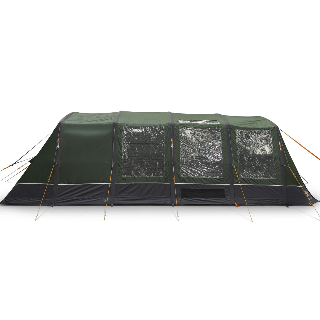 Left side view of Vango Sherwood Air 600XL family tent, featuring closed windows and streamlined airbeam structure.