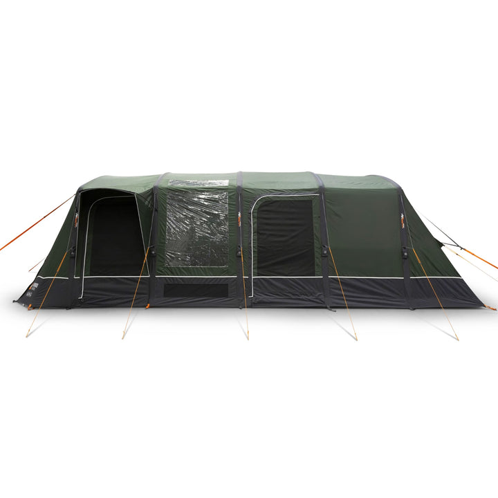 Right side view of Vango Sherwood Air 600XL family air tent with all windows closed, emphasizing weather protection.