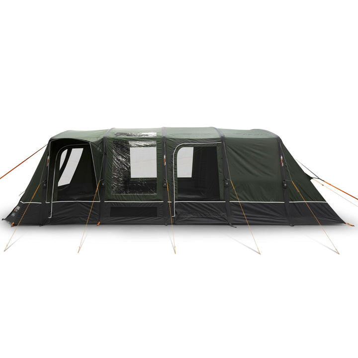 Right side view of Vango Sherwood Air 600XL inflatable tent with windows open, highlighting airflow and visibility.