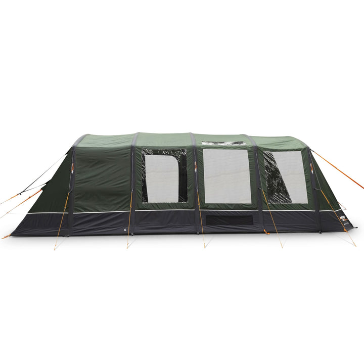 Side view of the Vango Sherwood Air 600XL inflatable tent with windows open.