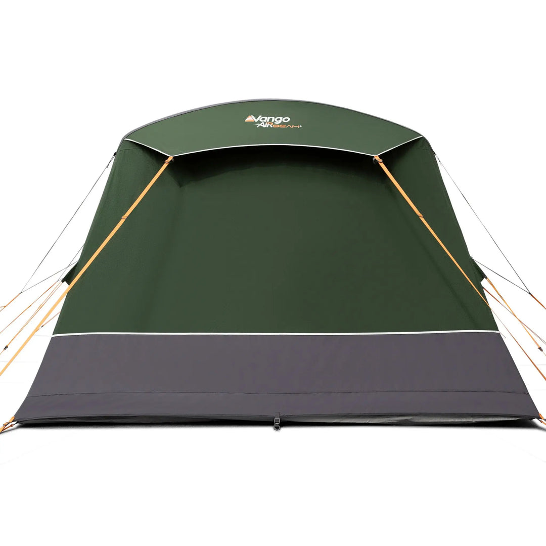 A Vango Sherwood Air TC 400 Tent with orange guy lines, shown from the front on a solid white background. The brand logo 'Vango' is visible on the top panel.