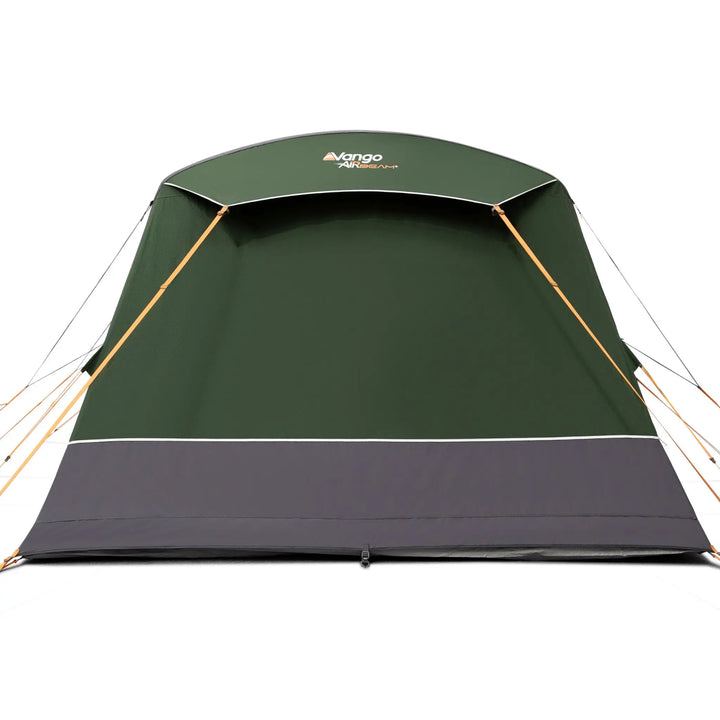A Vango Sherwood Air TC 400 Tent with orange guy lines, shown from the front on a solid white background. The brand logo 'Vango' is visible on the top panel.