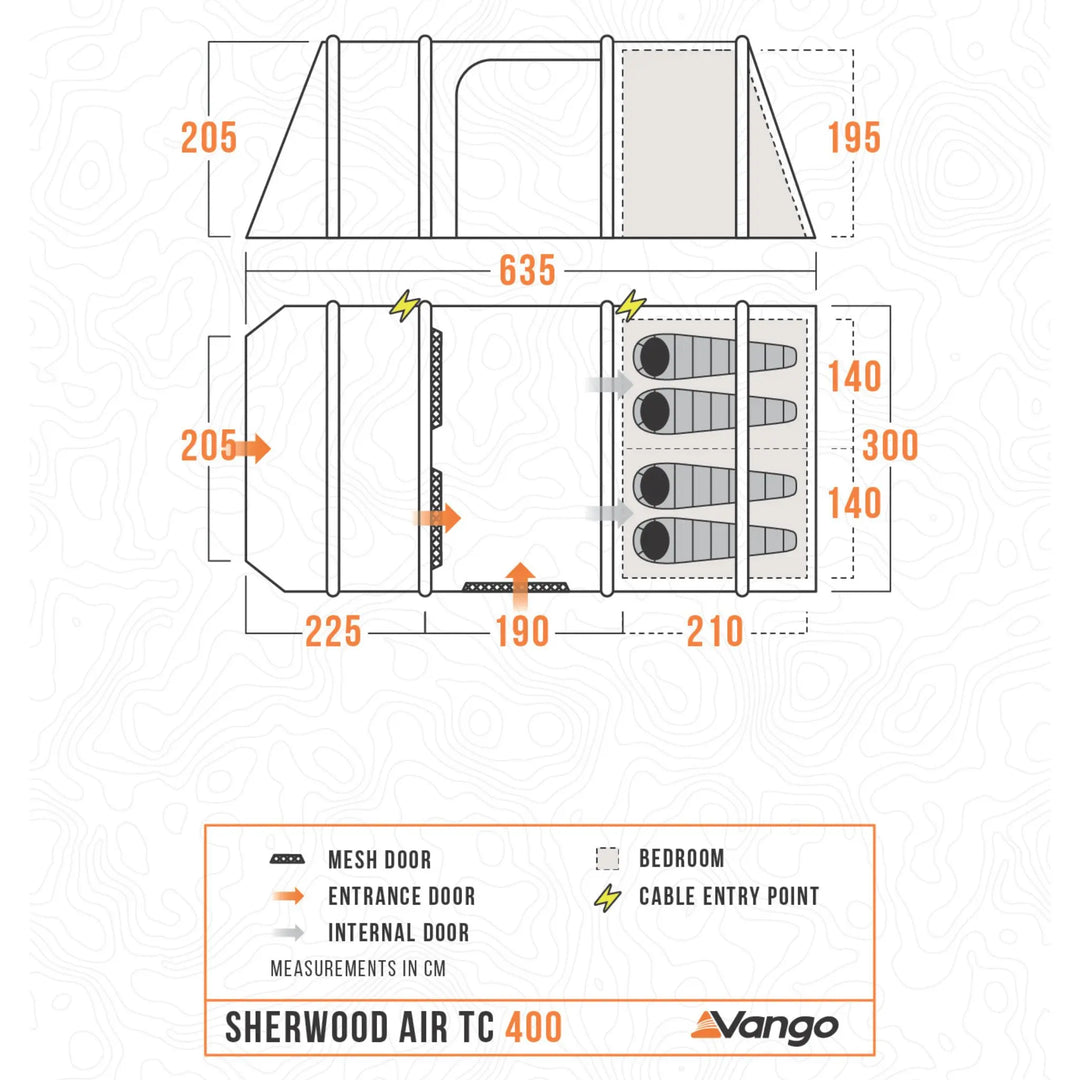Vango Sherwood Air TC 400 Tent Floorplan