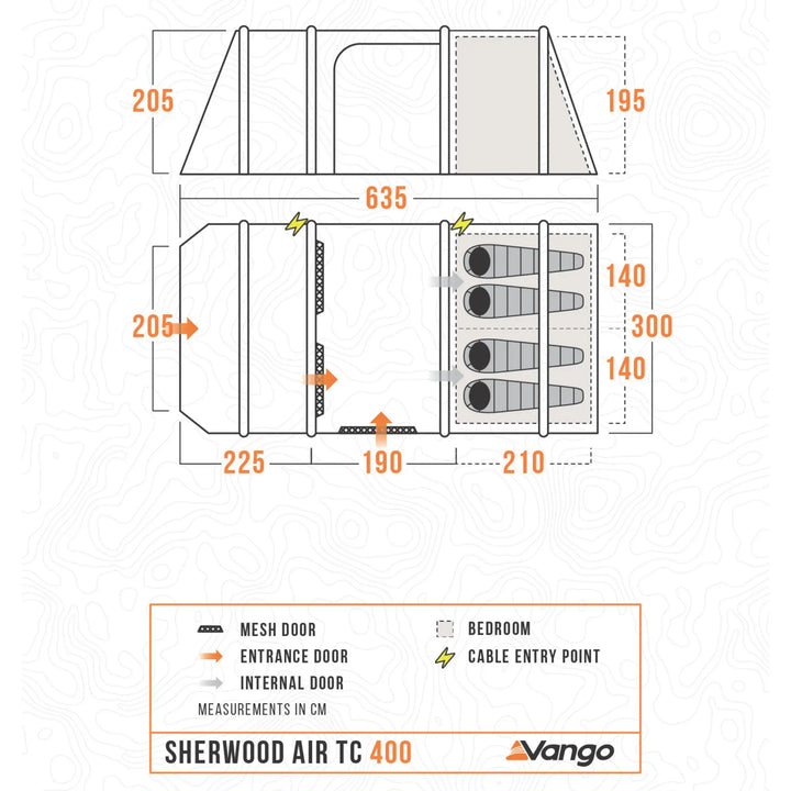 Vango Sherwood Air TC 400 Tent Floorplan