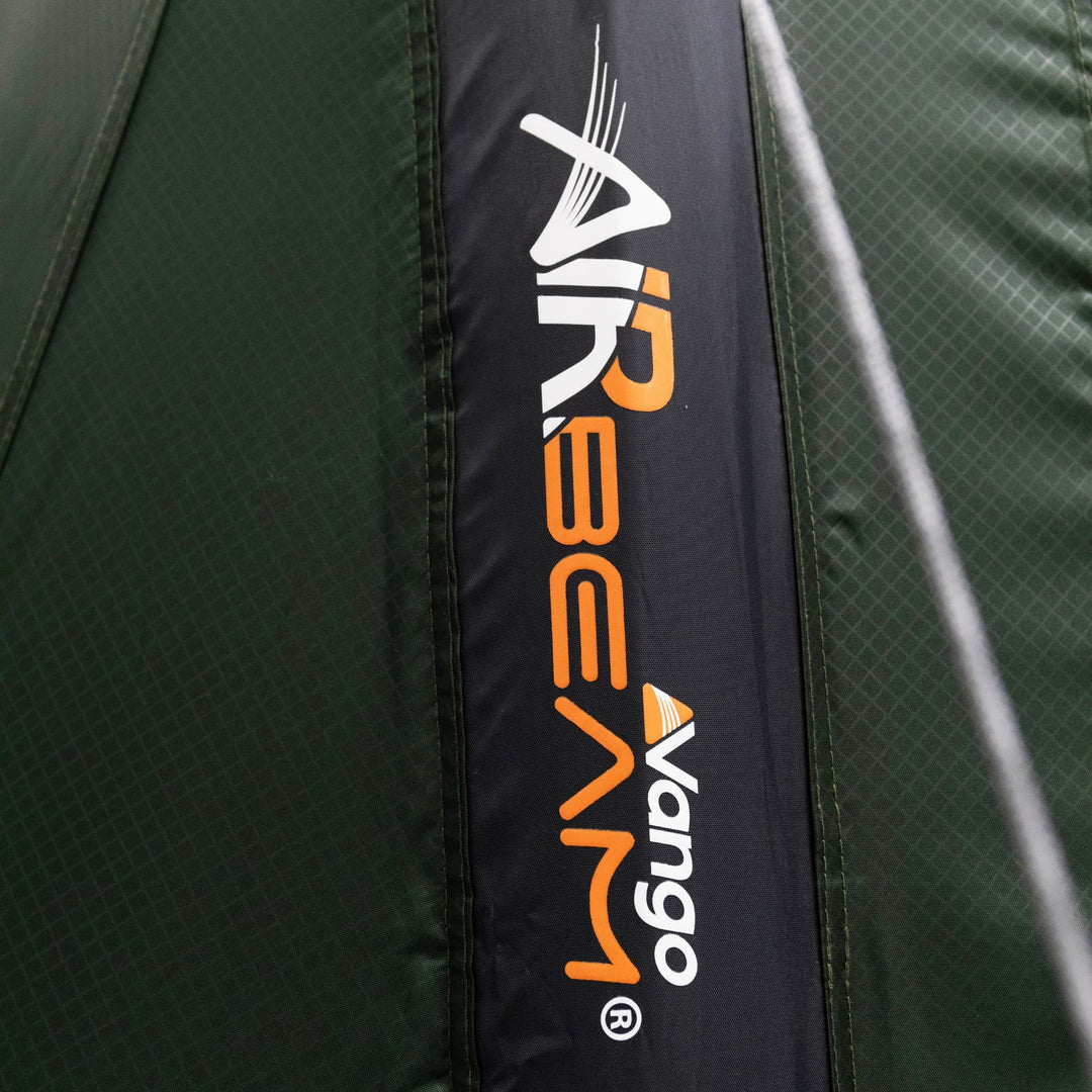 Close-up of the AirBeam logo on the Vango Sherwood Air 600XL air tent.