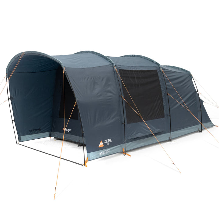 Straight-on front view of the tent with closed windows, featuring its durable Sentinel fabric