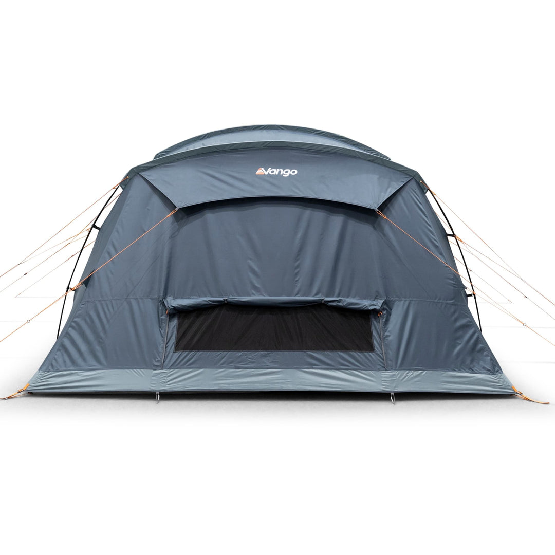 Rear view of the Vango Sierra 500 Poled tent, displaying its sleek design and large ventilation panel rolled up