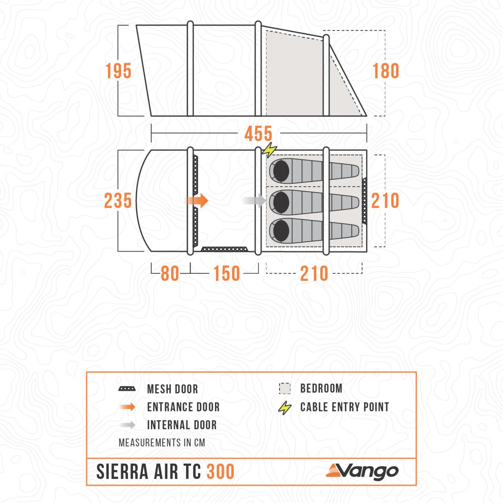 Vango Sierra Air TC 300 AirBeam Tent floorplan