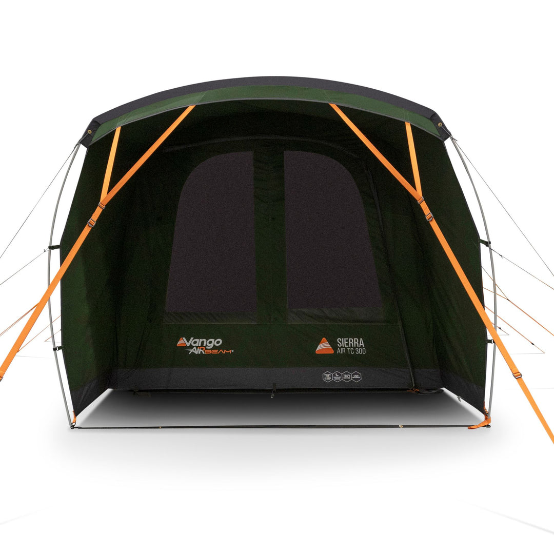 Front view of the Vango Sierra Air TC 300 AirBeam Tent with door closed