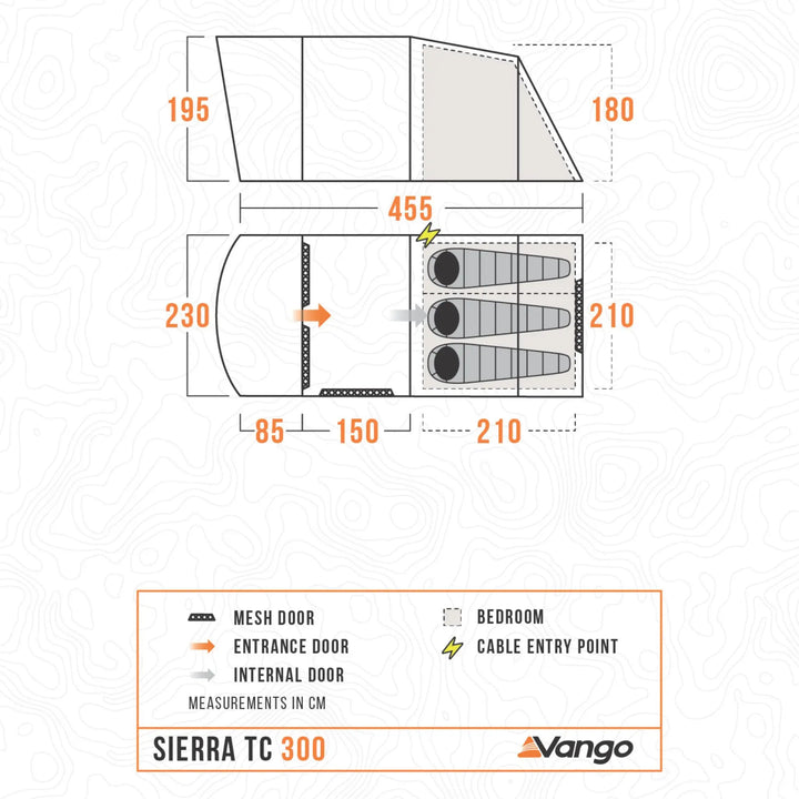 Vango Sierra TC 300 Poled Tent Floorplan