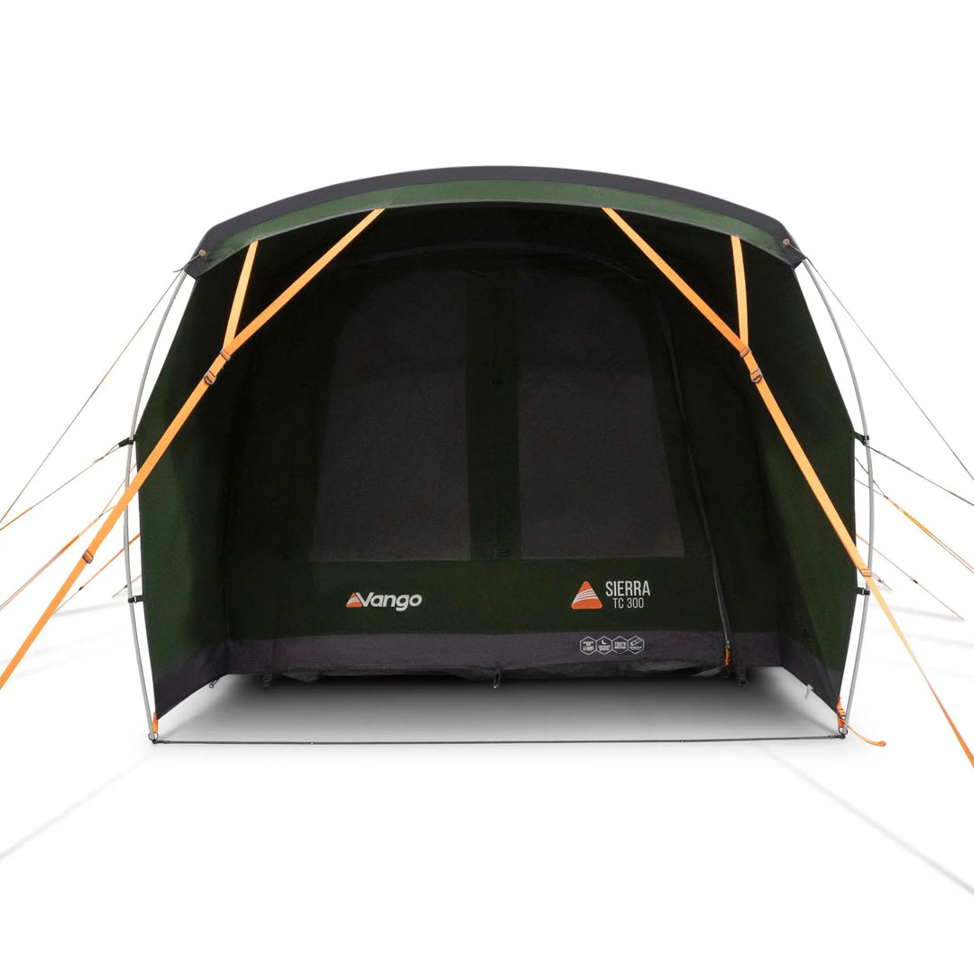 Front view of the Vango Sierra TC 300 Poled Tent with front doors closed