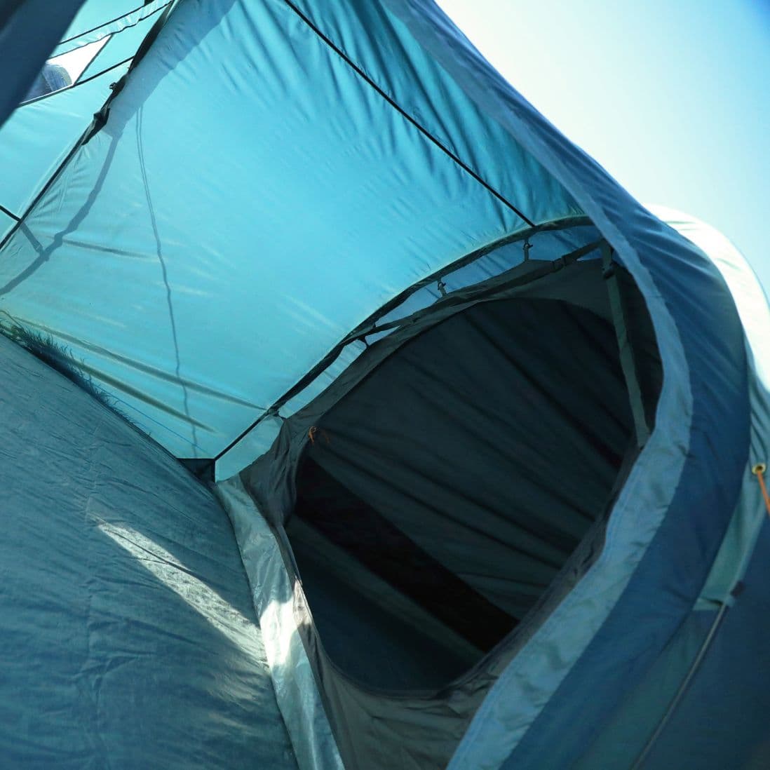 Close-up of the Vango Skye 400 Tent's bedroom, highlighting the space this tent gives