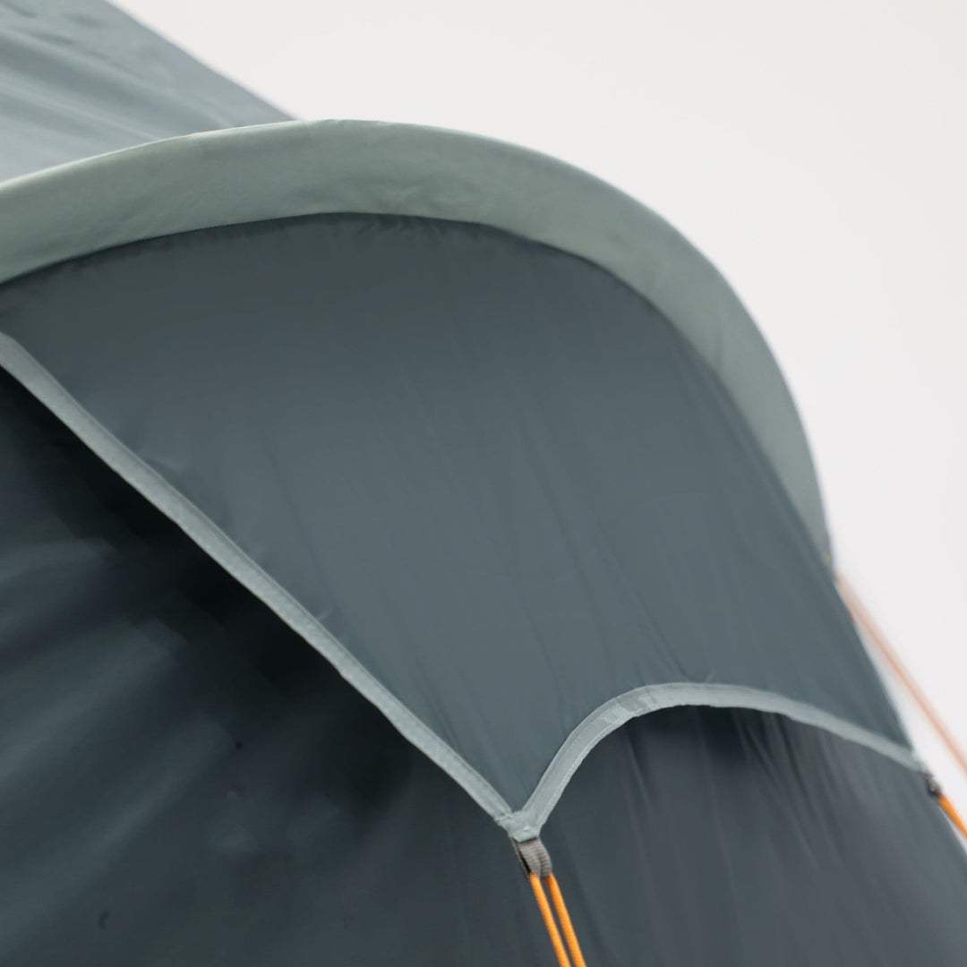 Close-up of the Vango Skye 400 tent's rear ventilation panel, ensuring airflow for a comfortable experience during festivals or weekend adventures