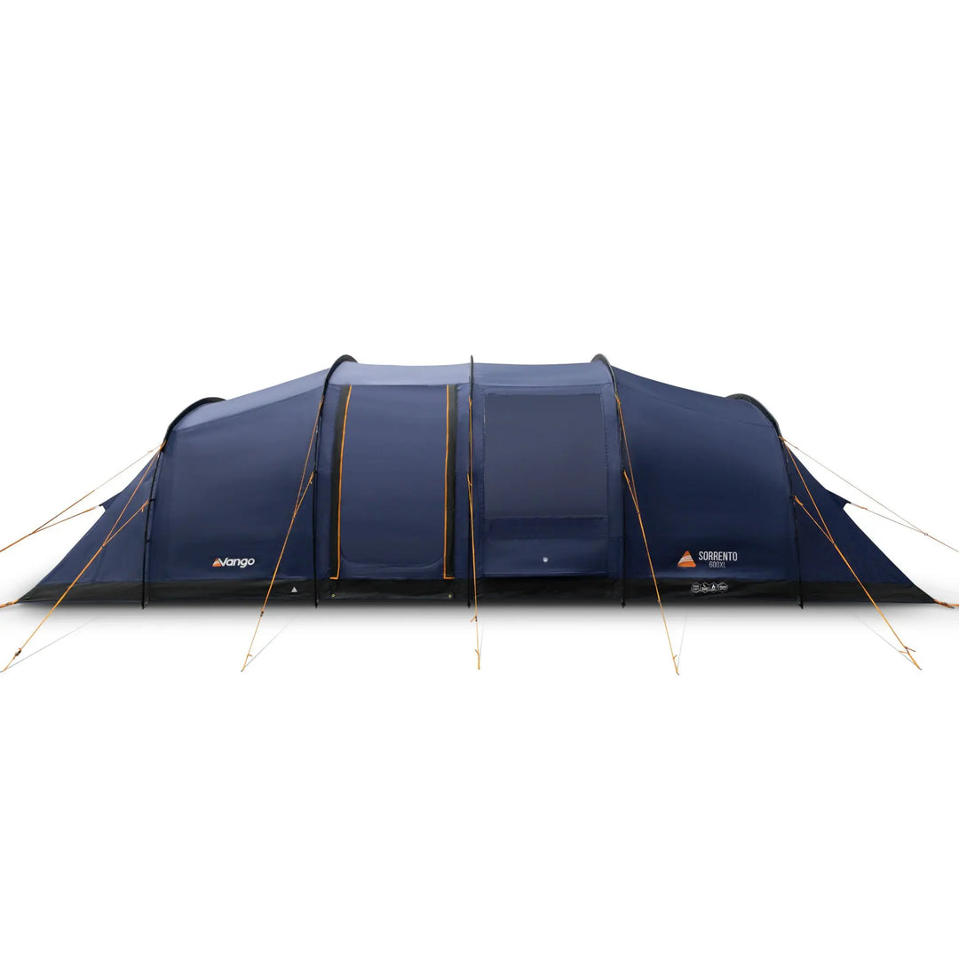 Front view of a Vango Sorrento 600XL Tent with doors and windows closed