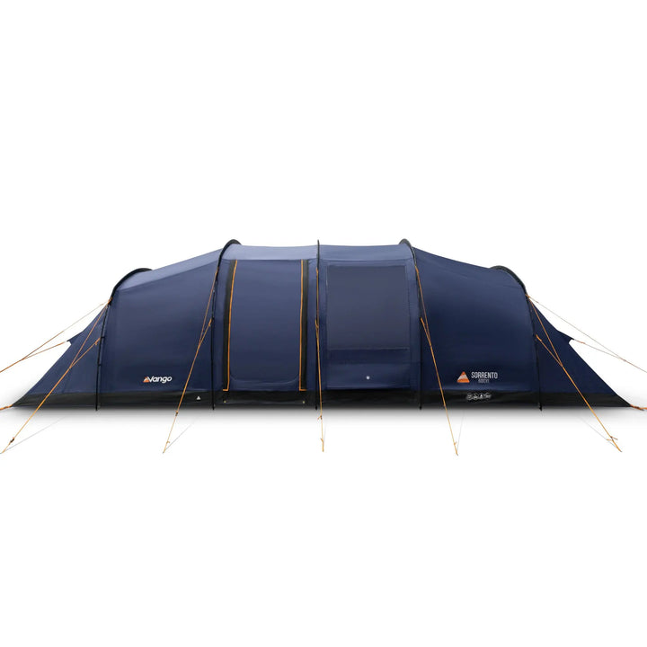 Front view of a Vango Sorrento 600XL Tent with doors and windows closed