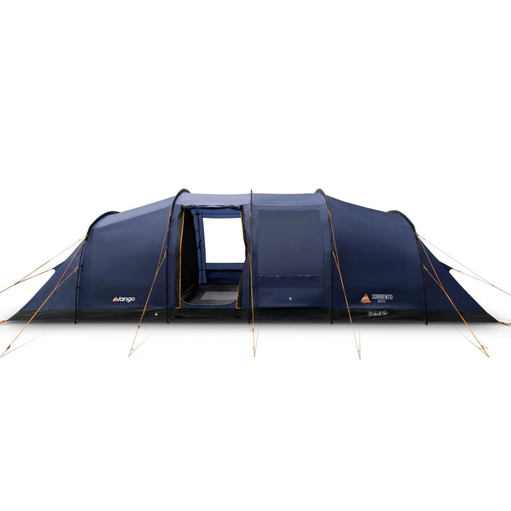 Front view of a Vango Sorrento 600XL Tent with its door open.