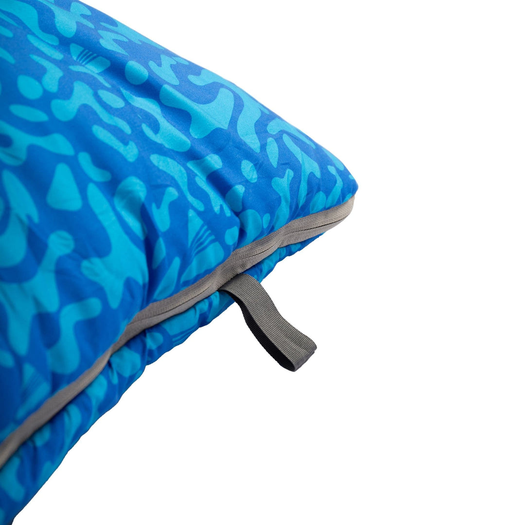 Close-up of the corner design on the Vango Stellar Junior children's sleeping bag with a convenient carry loop.