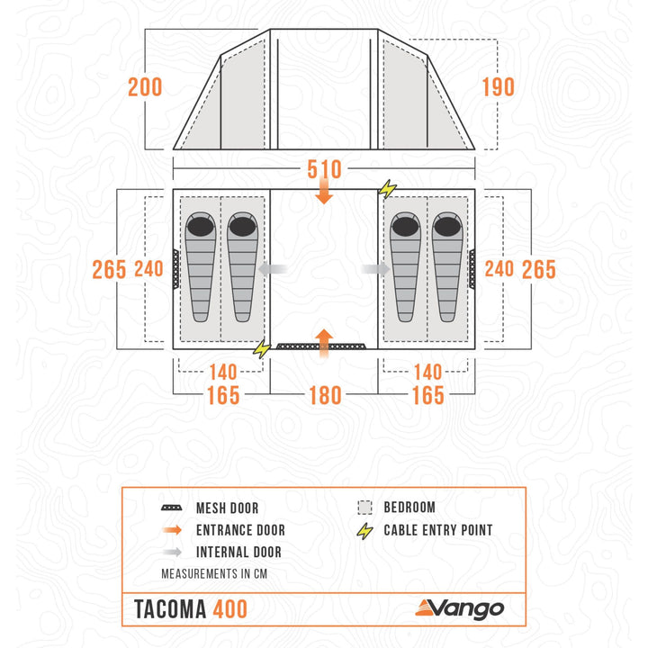 Vango Tacoma 400 Poled Tent Floorplan