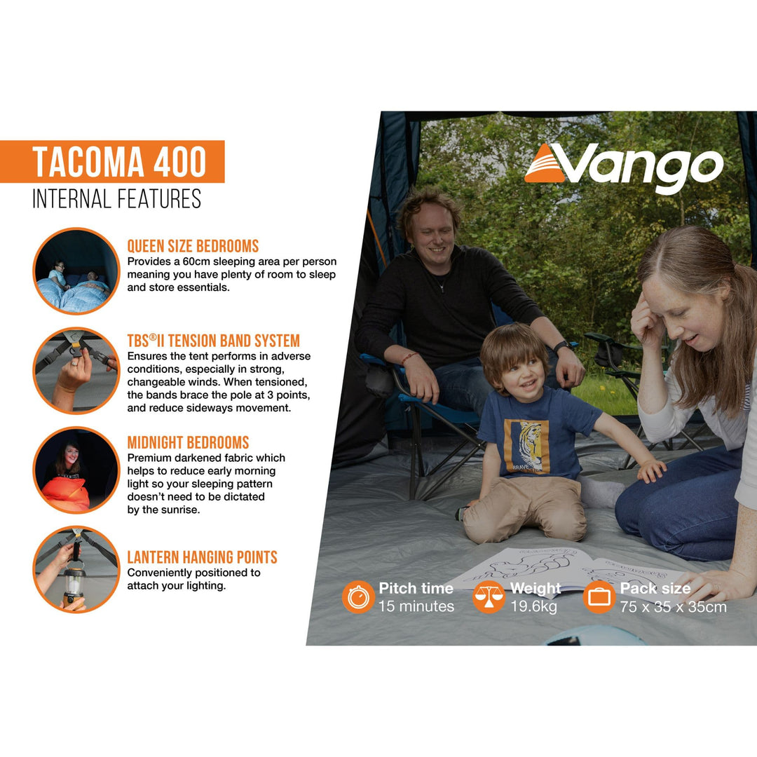 Vango Tacoma 400 Poled Tent Internal features