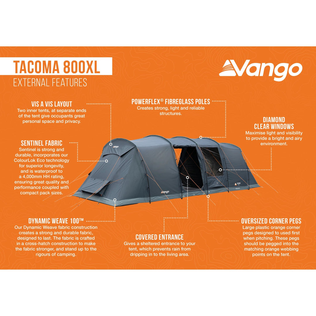 Vango Tacoma 800xl Poled Tent External Features