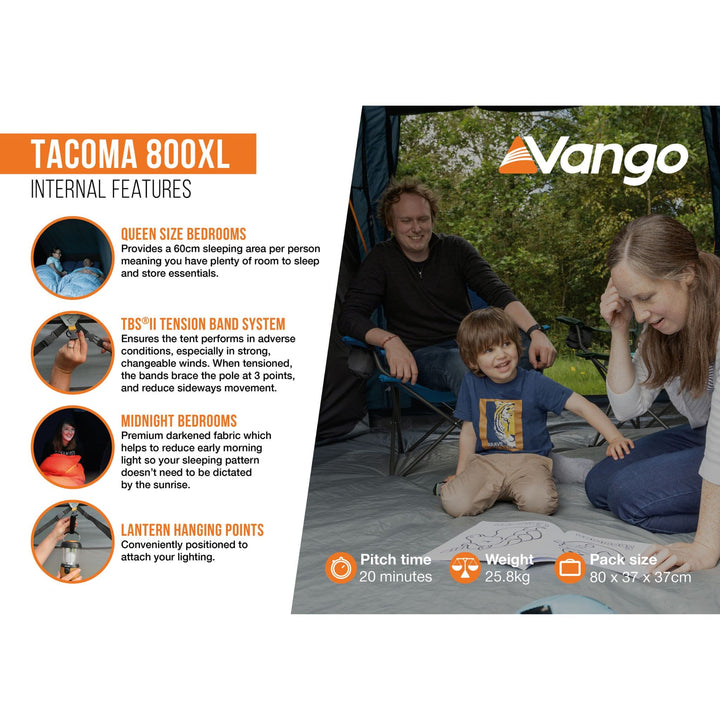 Vango Tacoma 800xl Poled Tent Internal Features