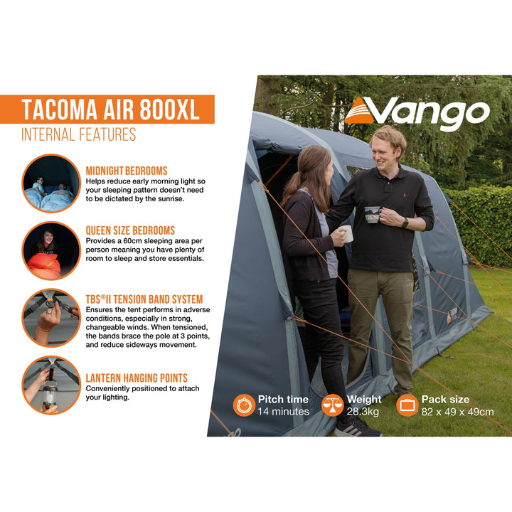 Vango Tacoma Air 800xl AirBeam Tent Internal Features