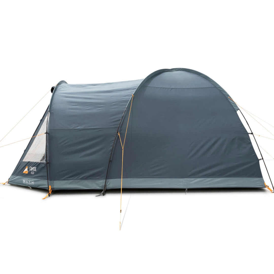 Right side of the Vango Tahoe 400 4 man tent with curtains drawn down for added privacy.