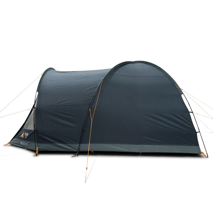 Right-side perspective of the Vango Tahoe 400 tent with clear window panels for natural light.