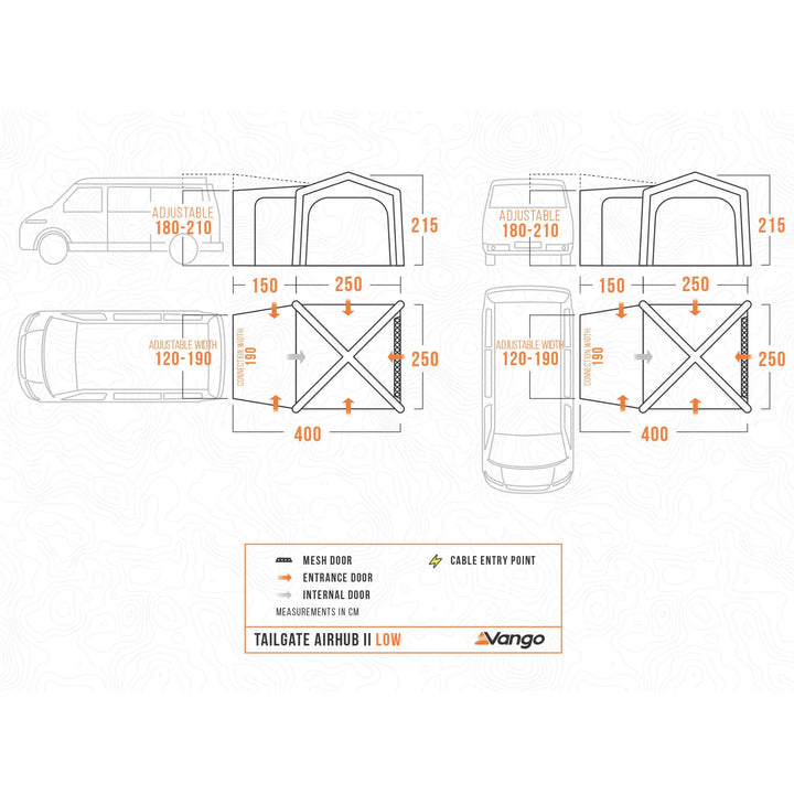 Vango Tailgate AirHub II Low Drive Away Awning floorplan.