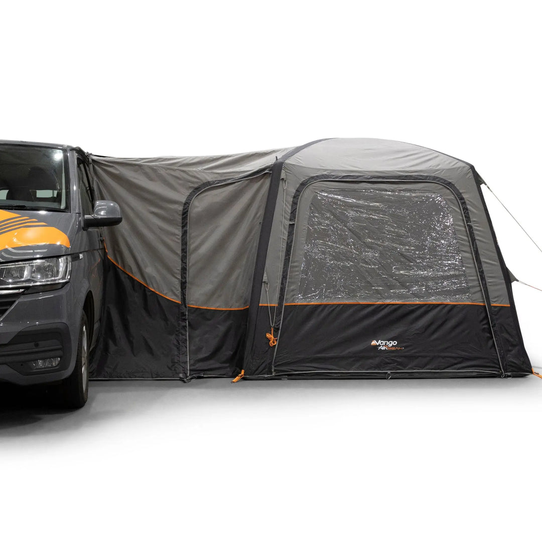 Vango Tailgate AirHub II Low Drive Away Awning side view with awning doors and windows closed.